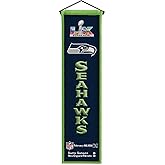 Seattle Seahawks Super Bowl 60 Champions Heritage Banner Wall Decor, Official NFL Football Banner, 8 x 32