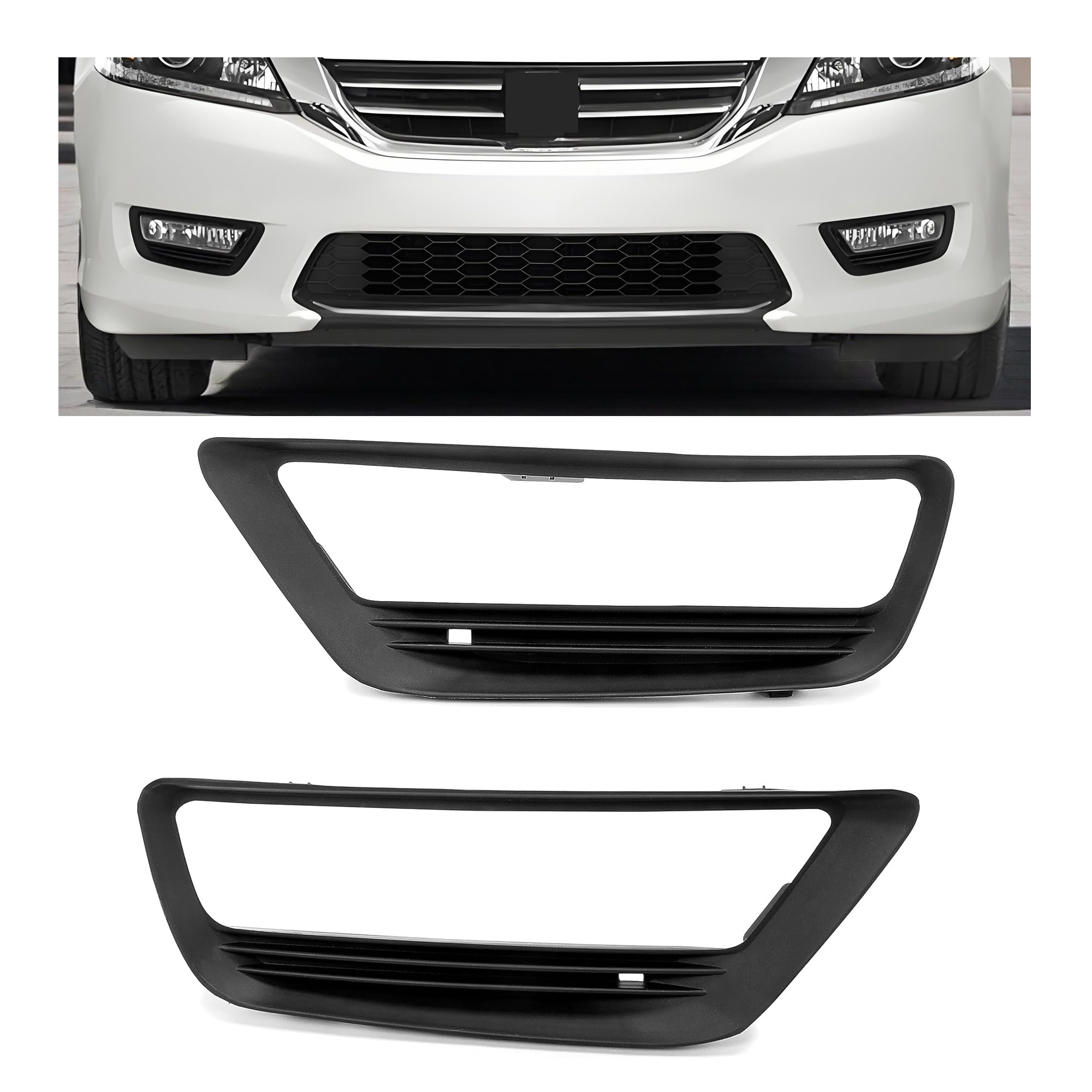 Photo 1 of ***PARTIAL SET (1/2) - PRICE ADJUSTED | SEE NOTES*** HECASA Fog Light Trim Bezel Black Driver Passenger Side Compatible with 2013-2015 Honda Accord Sedan Replacement for HO1038111 71112T2AA10 (Pair)