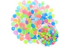 M METERXITY 100-Pack Glow in The Dark Rocks, 0.79" Resin Outdoor Garden Decorations Luminous Pebbles Stones for Garden Plants