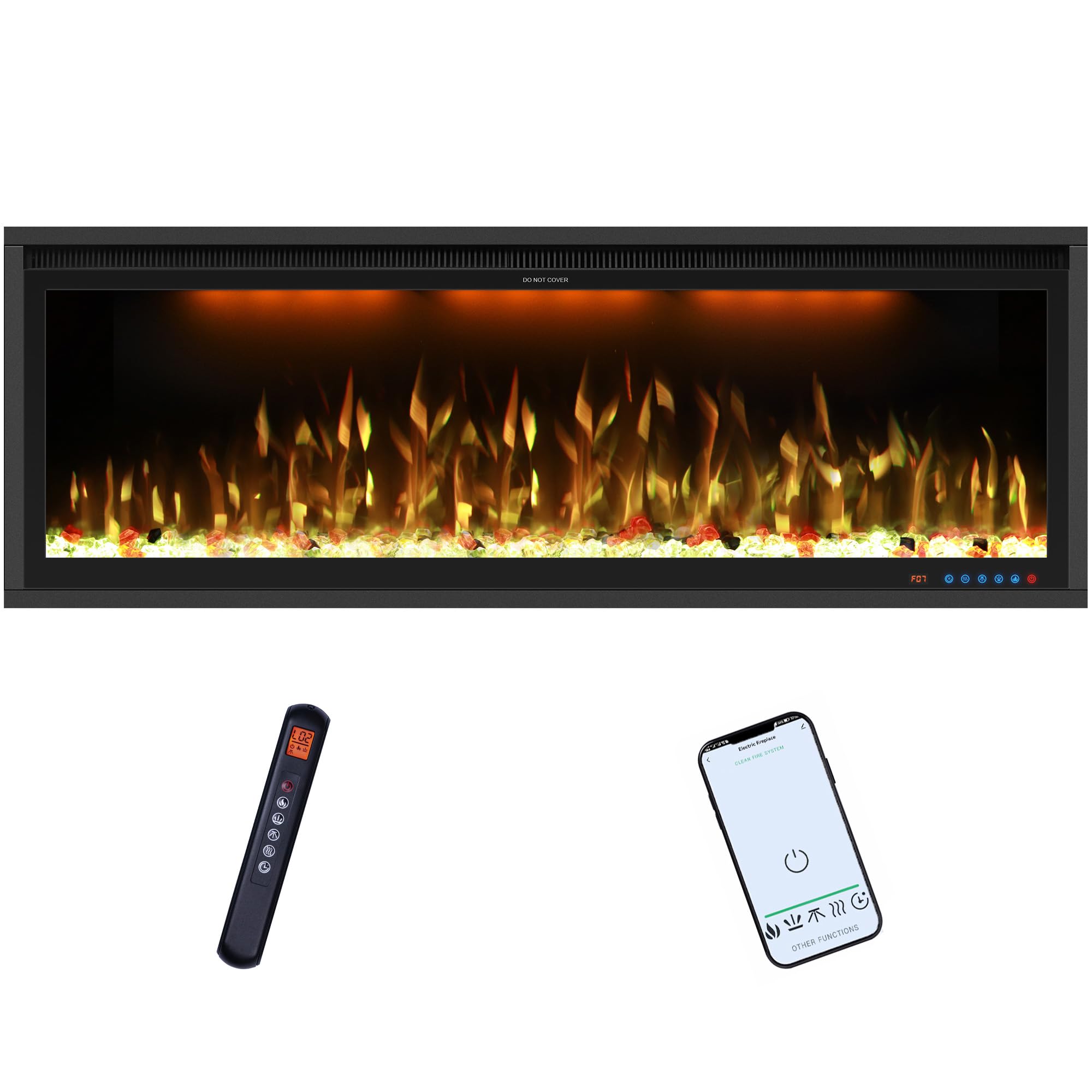 Photo 1 of 48" Smart Electric Fireplace Inserts,Slim Fireplace with APP Control & Remote Control& Touch Panel,13 Adjustable Flame Color&13 Fuel Bed Colors,750W/1500W,Black