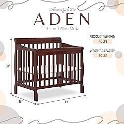 Dream On Me Aden 4-in-1 Convertible Mini Baby Crib