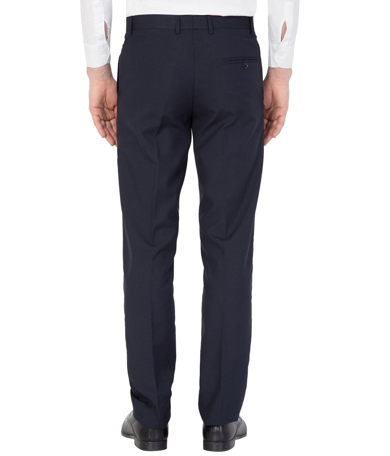 american-elm men navy cotton rayon slim fit formal trouser
