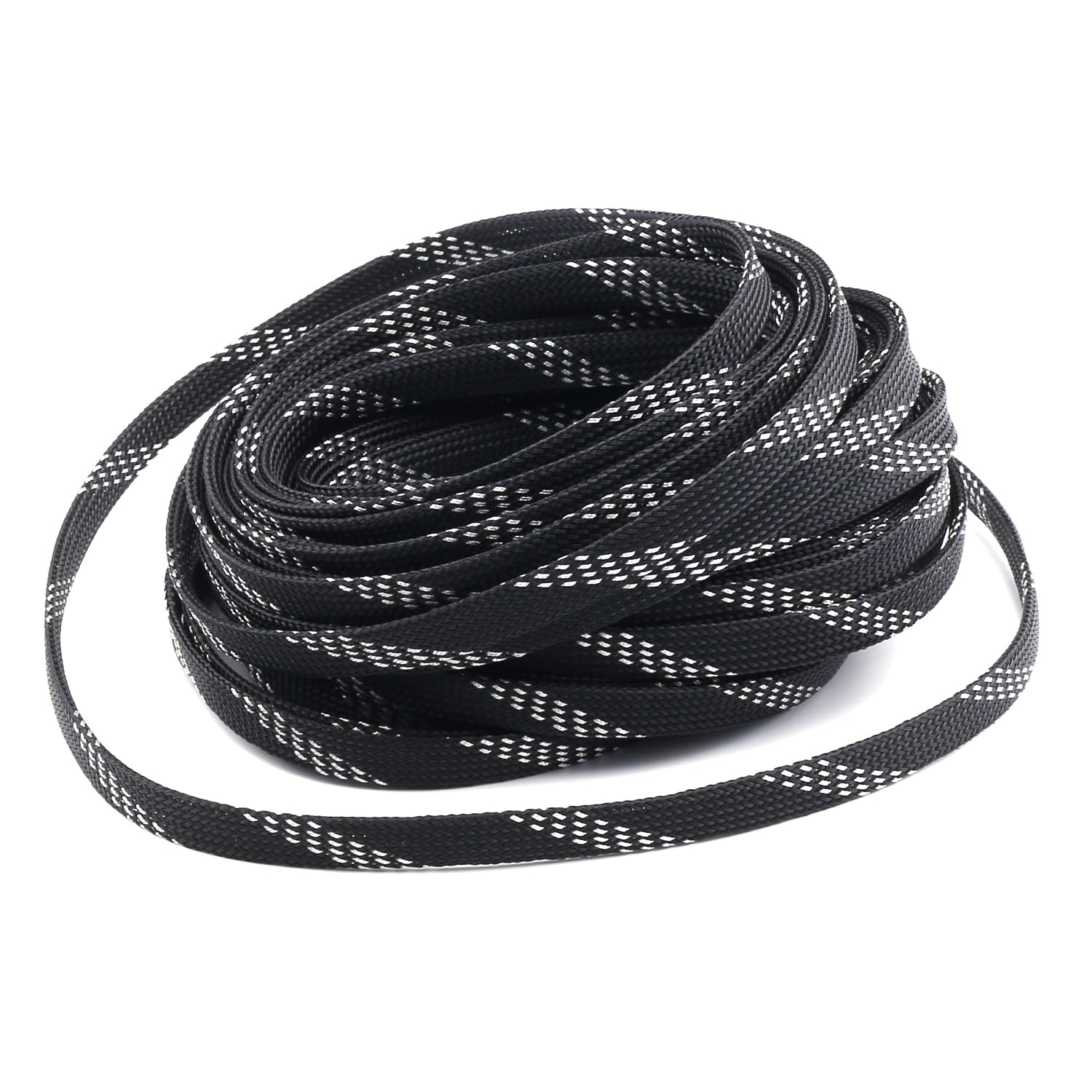 Othmro Cable Management Sleeve, 10m Cable Tidy Sleeve Black and Silver, Diameter 10mm, Cord Protector, Braided Cable Organizers for Office Cord, Insulation Protection, 1 Pc — image 1