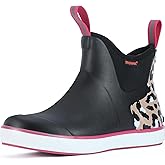 Showave Womens Deck Boots Waterproof Ankle Rain Footwear Outdoor Garden Fishing Boot for Women Non-slip Insulated Rubber Booties Lightweight Work Shoes