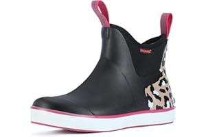 Showave Womens Deck Boots Waterproof Ankle Rain Footwear Outdoor Garden Fishing Boot for Women Non-slip Insulated Rubber Booties Lightweight Work Shoes