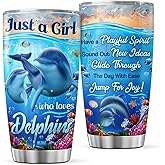 CUBICER Dolphin Coffee Tumbler Travel Mug With Lid Birthday Gifts For Girls Women Teens Kids Friends Insulated Cup Double Wall Stainless Steel Tumblers Inspirational Quotes Funny Sayings