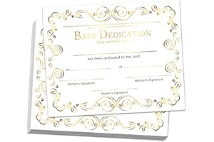 SHIEL-EVEN 25 Baby Dedication Certificate, Modern Gold Christening Baby Dedication Certificate Church Baptism Gifts, 8x10 Inches - M384