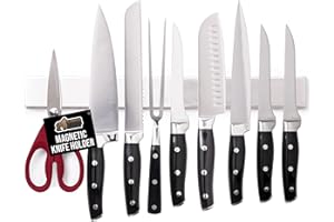 The Original GORILLA GRIP Stainless Steel Magnetic Knife Holder, Heavy Duty Magnet Strip for Knives, Wall Mounted Bar, Easy t