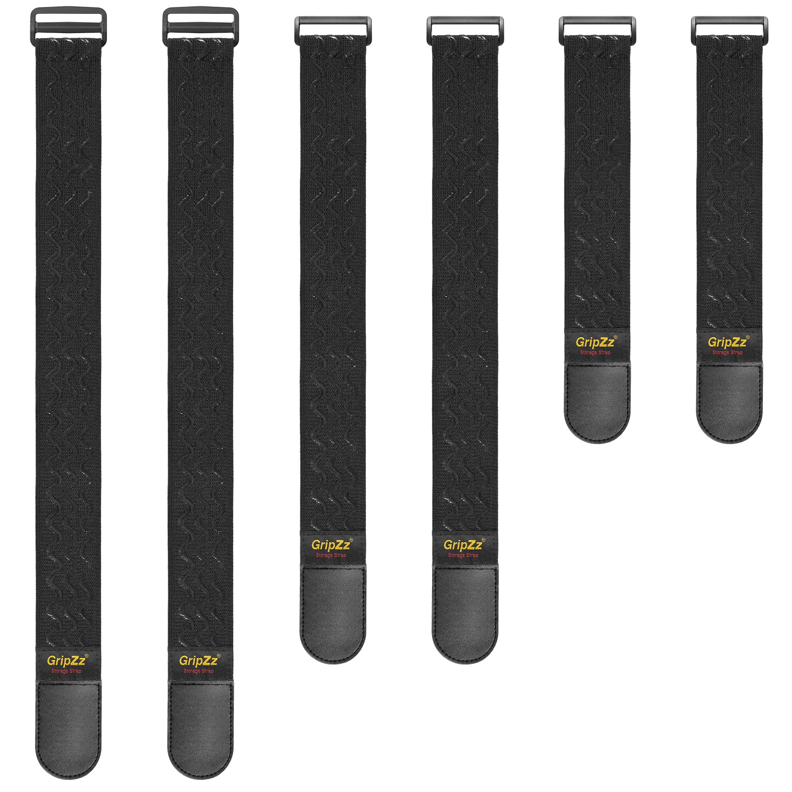 GripZz Elastic Cinch Straps with Anti-Slip Strips, Size Combo(30+46+61cm) Heavy Duty Hook and Loop Storage Straps for Extension Cords, Cables, Ropes, Hoses, Bike, RV, Pant Garters,Garage Organization
