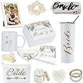 WEDNGGF Bride to Be Gifts for Bridal Shower Engagement & Bachelorette Gift Box for Future Mrs Includes Wooden Photo Frame, Coffee Mug, Real Gold Rimmed Ring Dish, Stainless Steel Tumbler & Spa Set