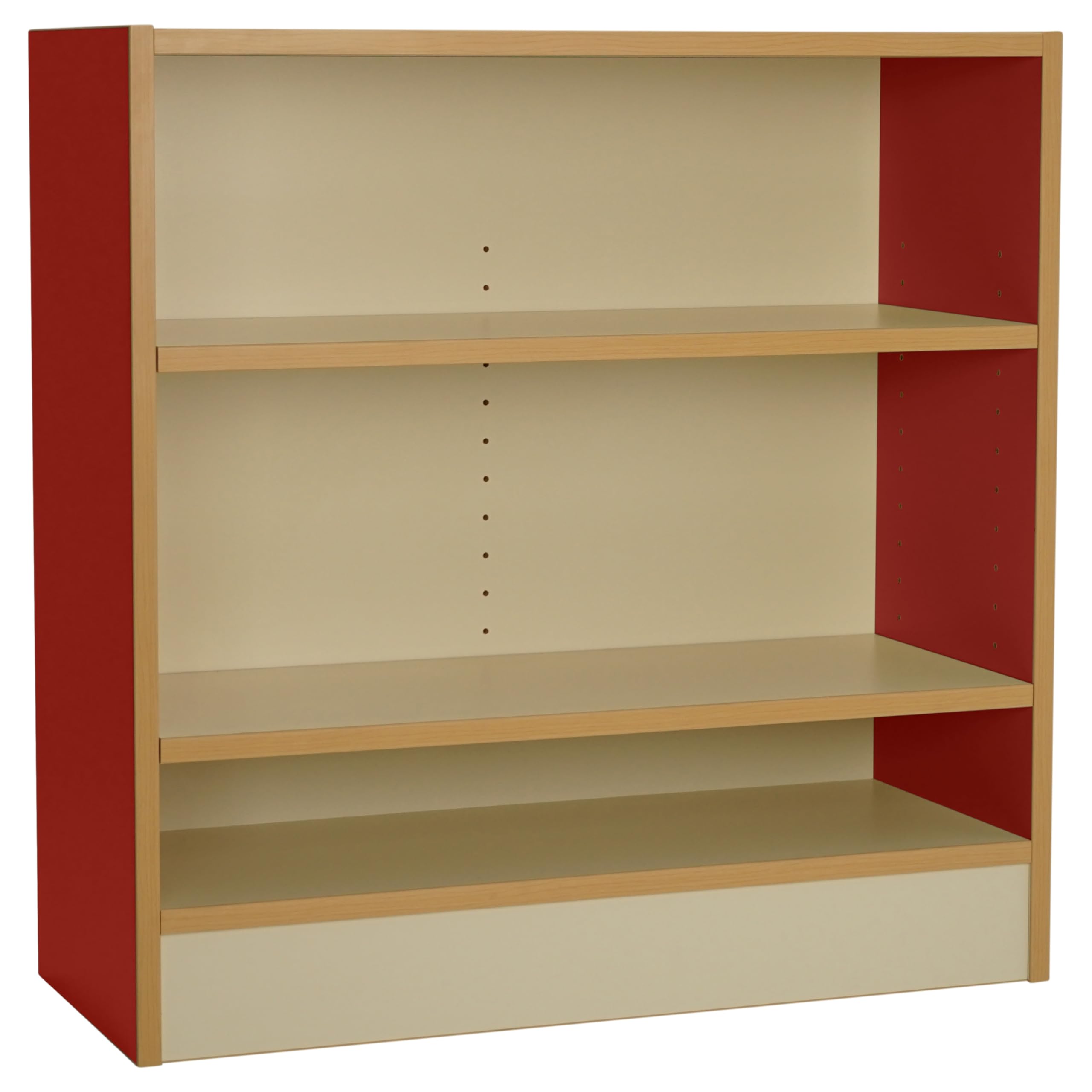 Photo 1 of ***FACTORY SEALED***Factory Direct Partners FDP Laminate 2-Shelf Bookcase 30 inch Height; Organize Books, Toys, Games, Art Supplies, Durable, Sturdy Furniture for Home, Daycare, Preschool, Classroom - Almond/Red***FACTORY SEALED***