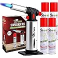 Jo Chef RX Butane Torch Lighter, Cooking Torch - Refillable Adjustable Flame Lighter with Safety Lock for BBQ, Baking, Brulee Creme, DIY, Crafts and Soldering