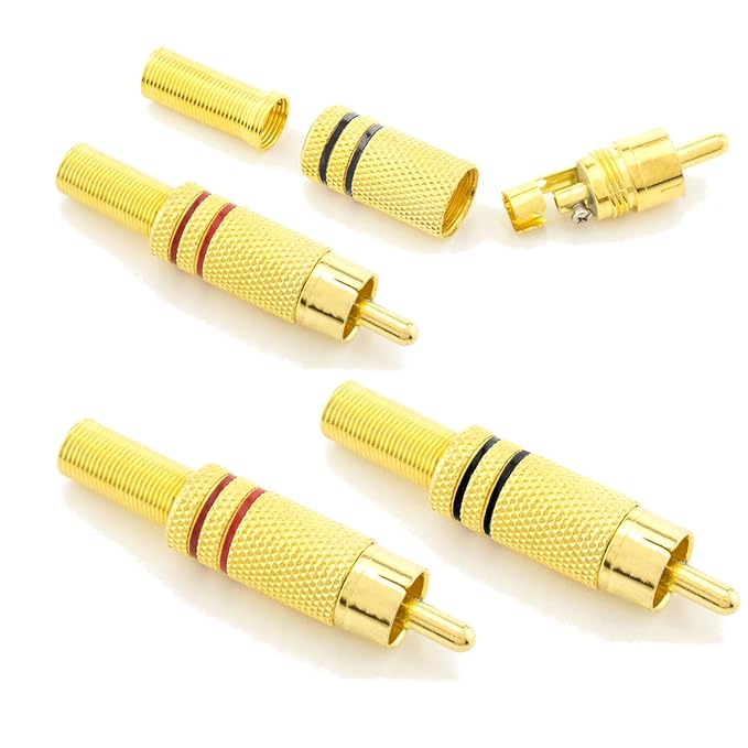 4x Cinch Stecker, zanasta® Audio RCA Verbindungsstück Hochwertige Cinchstecker Verlängerung für Kabel zum Löten (auch schraub