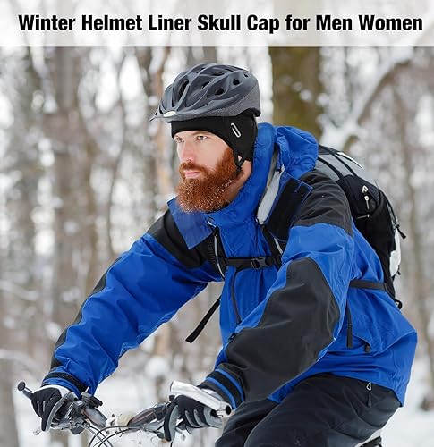 MELASA Winter Helmet Liner Skull Cap for Men Women, Fleece Lined