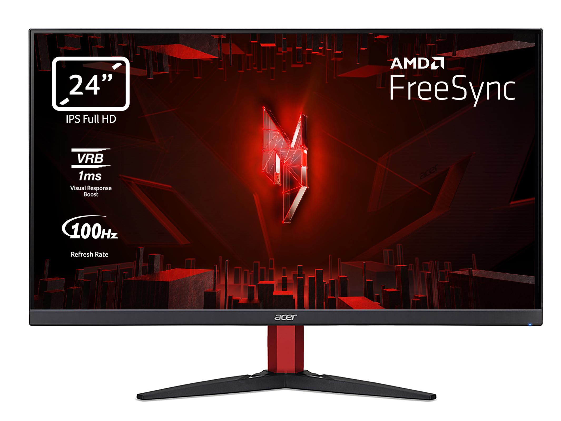 acer Nitro KG242YE Gaming Monitor 23,8 Zoll (60 cm Bildschirm) Full HD, 100Hz HDMI, 75Hz VGA, 4ms (GTG), 2xHDMI 1.4, VGA, HDMI FreeSync, Schwarz