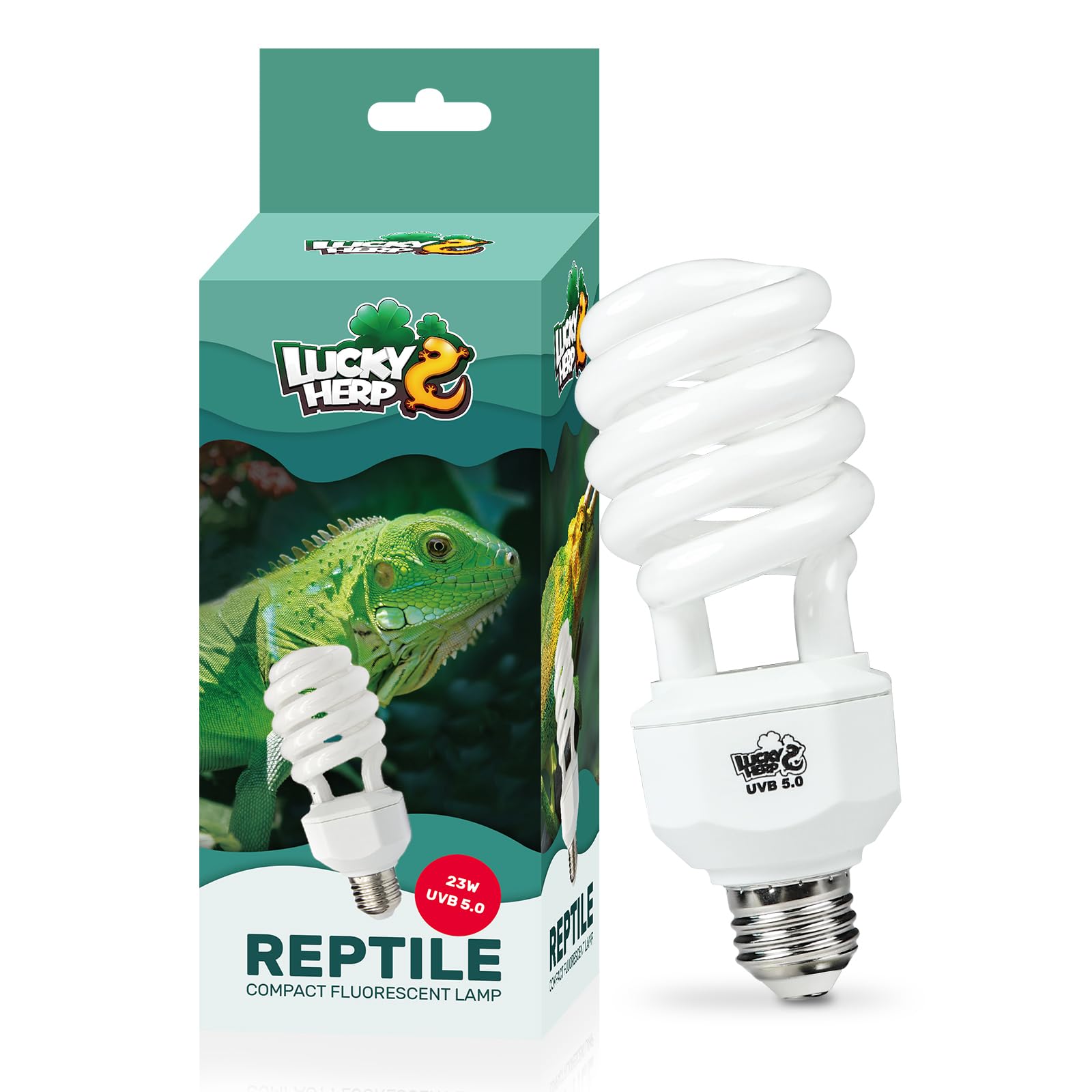 LUCKY HERP Reptile UVA UVB Lamp Bulb, 23W 5.0 UVB Light Reptile Kit, Terrarium & Vivarium UVB Fluorescent Light Bulb for Tortoise, Lizard, Bearded Dragon