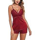 Avidlove Women Sleepwear Satin Pajamas Set Lace Camisole Shorts Nightwear