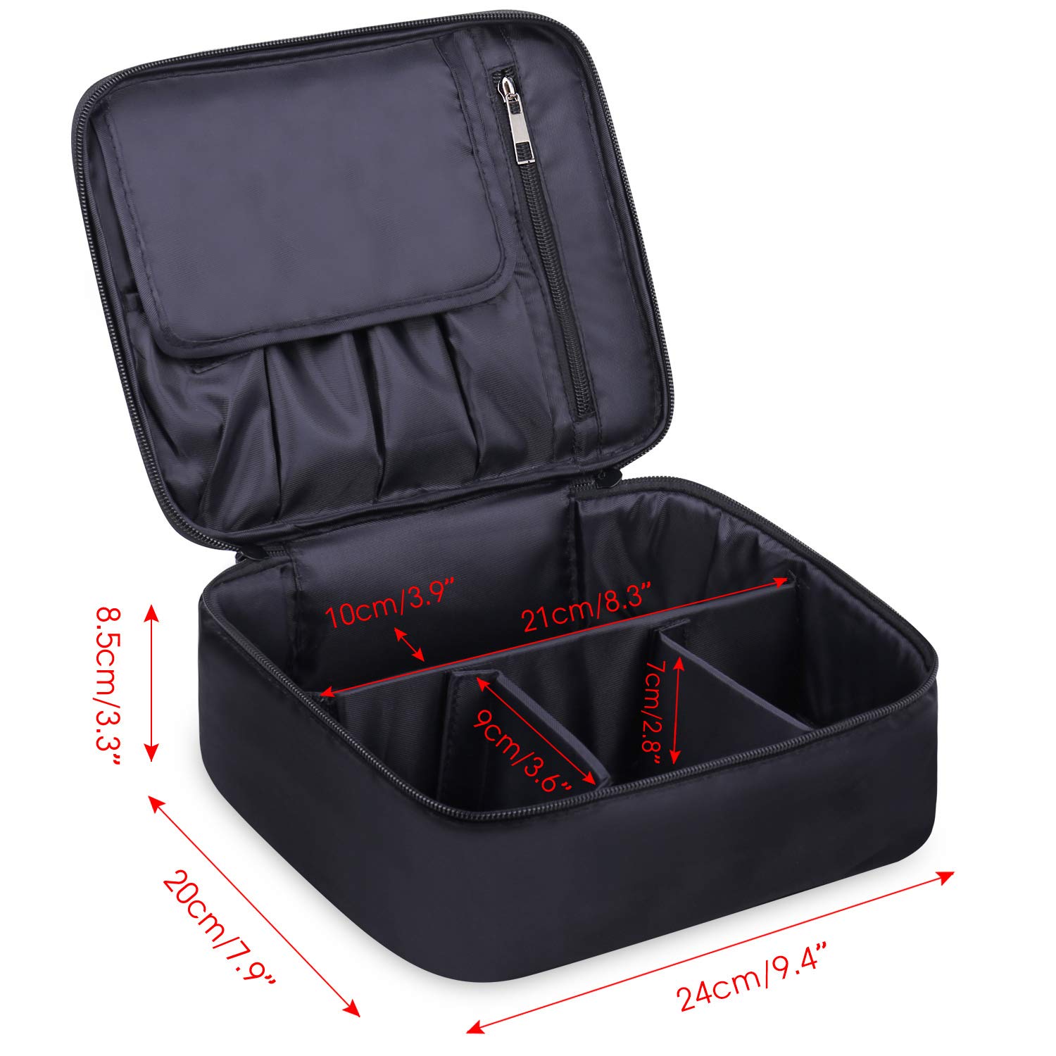 Travel Makeup Bag Large Cosmetic Bag Make up Case Organizer for Women and Girls (A-Black) : Beauty