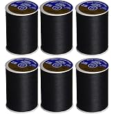 Coats &amp; Clark All Purpose Sewing Thread, 400 Yards, 6-Pack, Black | 100% Polyester High Quality Thread Spools for Sewing Machines &amp; Hand Stitching, Medium Weight 35wt