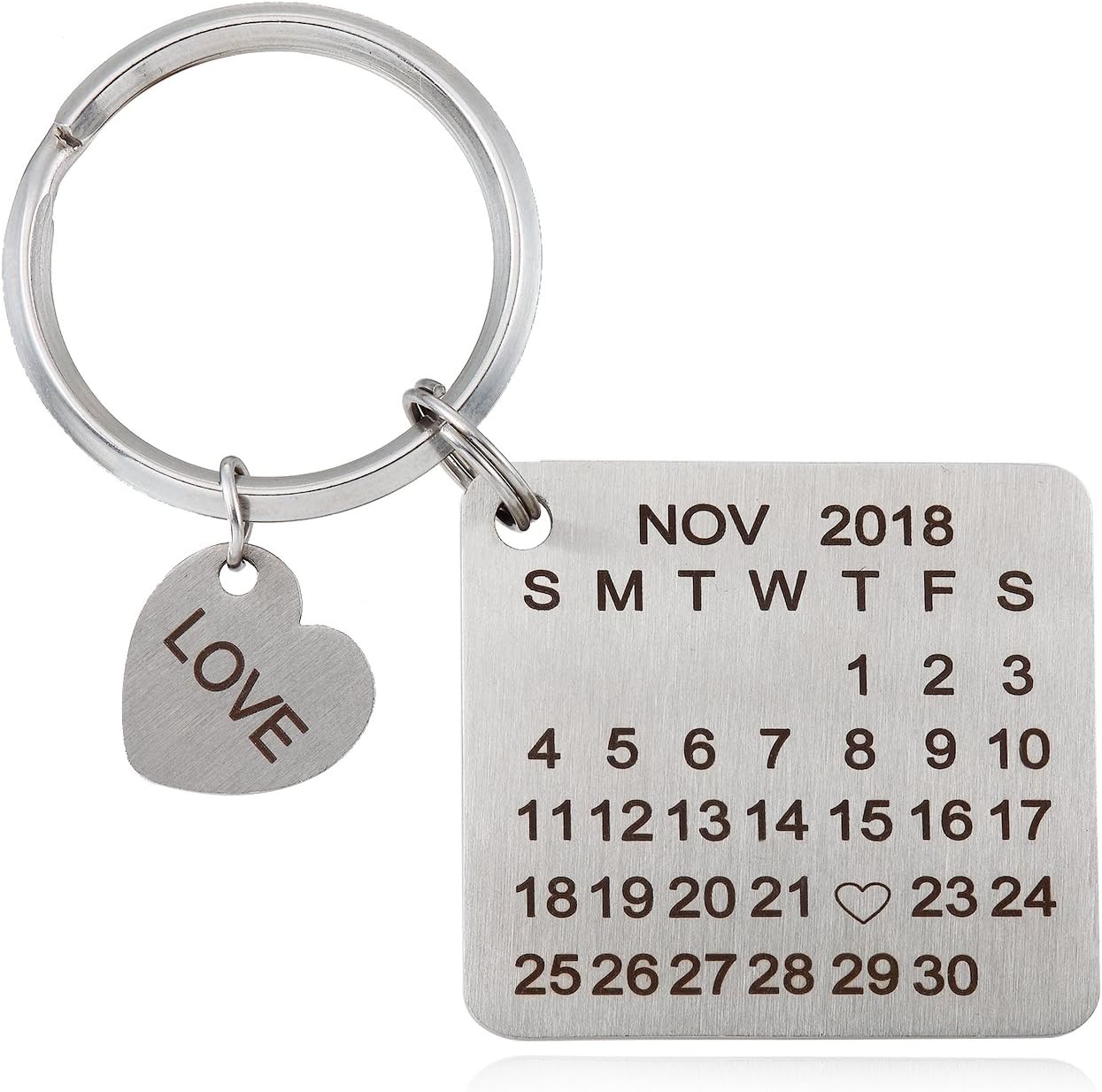 Personallized Customized Calendar Keychain Custom Date Keychain Anniversary Gift