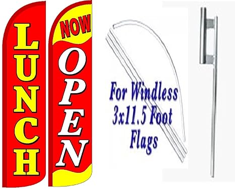 Poles Ground Spikes 2 Windless Banner Flags Carwash Yellow Red