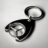 Mercedes-Benz Keyring with Shopping Trolley Token Chrome Plated 75mm view 3