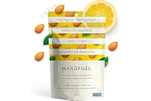 Handfuel Lemon Marcona Almonds, Hand Roasted Salted Almonds, 10g of Protein, Proudly Canadian Made Plant Based Flavoured Nuts