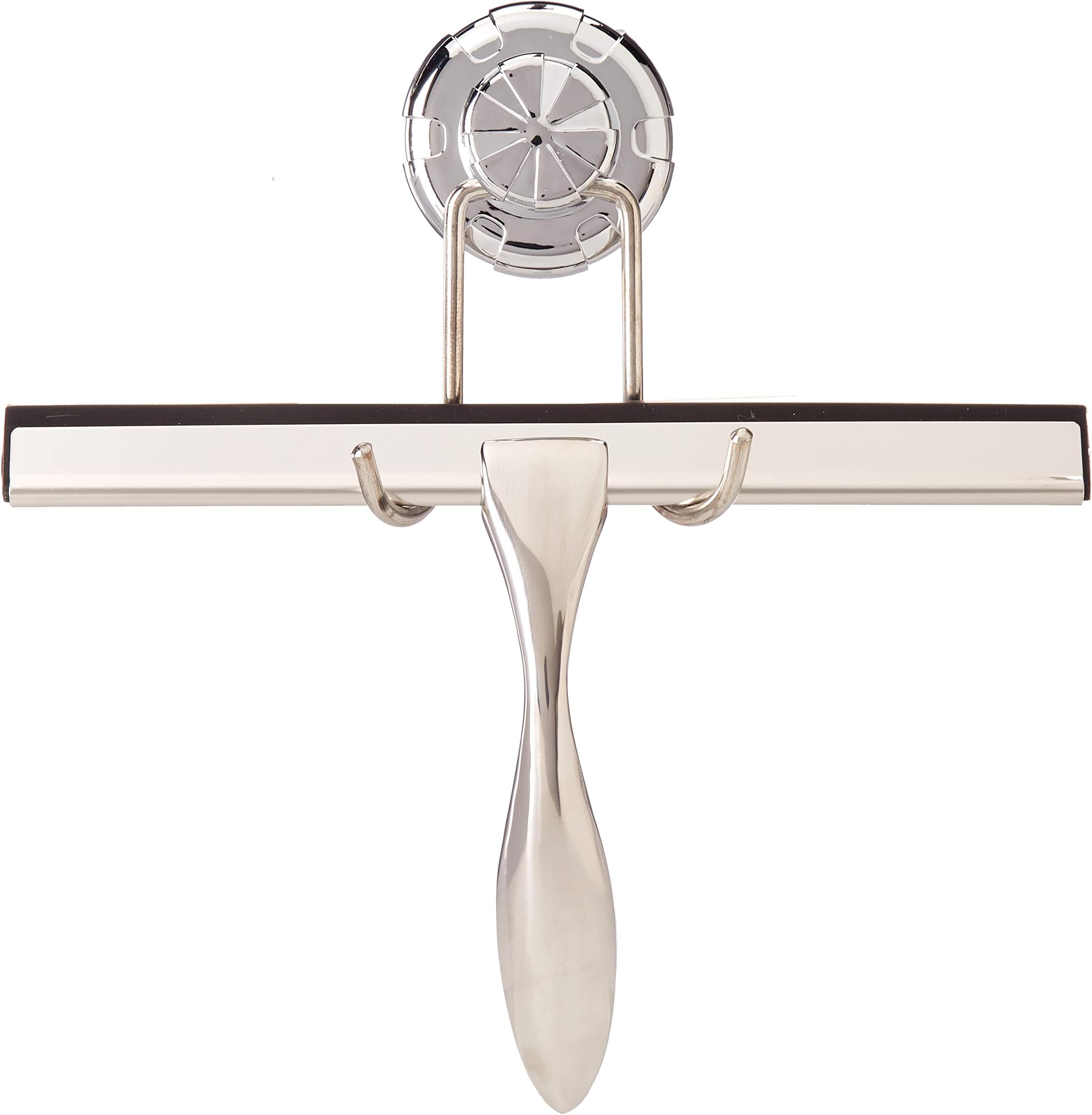 PrimeWares Stainless Steel Squeegee - Rustproof and Ergonomic - Glass Window Cleaner - Bath Tile Wall Rubber Wiper for Bathroom Mirror - Shower Door - Kitchen Table - Portable Hand Held Cleaning Tool