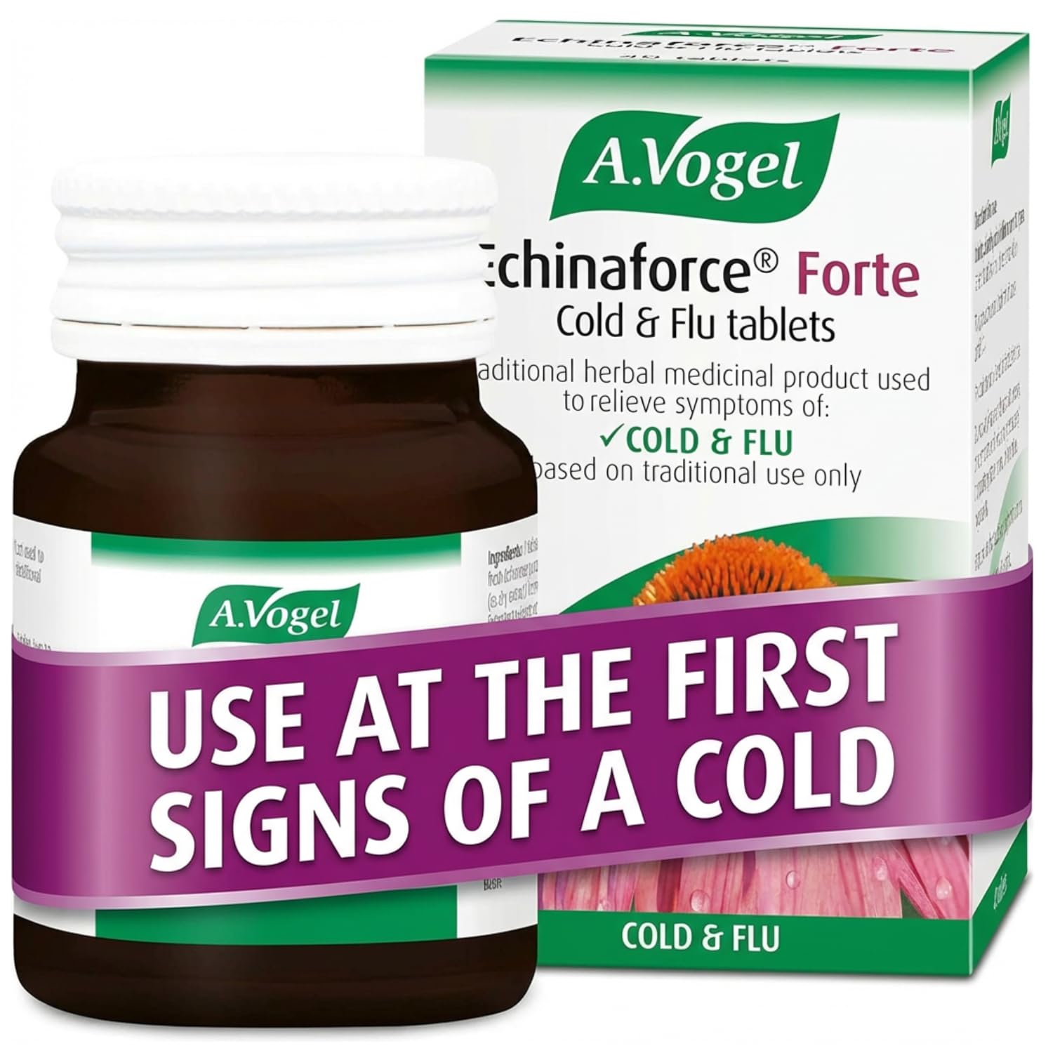 A.Vogel Echinaforce Forte Cold & Flu Tablets 1200mg | Use at First Signs of a Cold | High Strength Echinacea | 40 Tablets