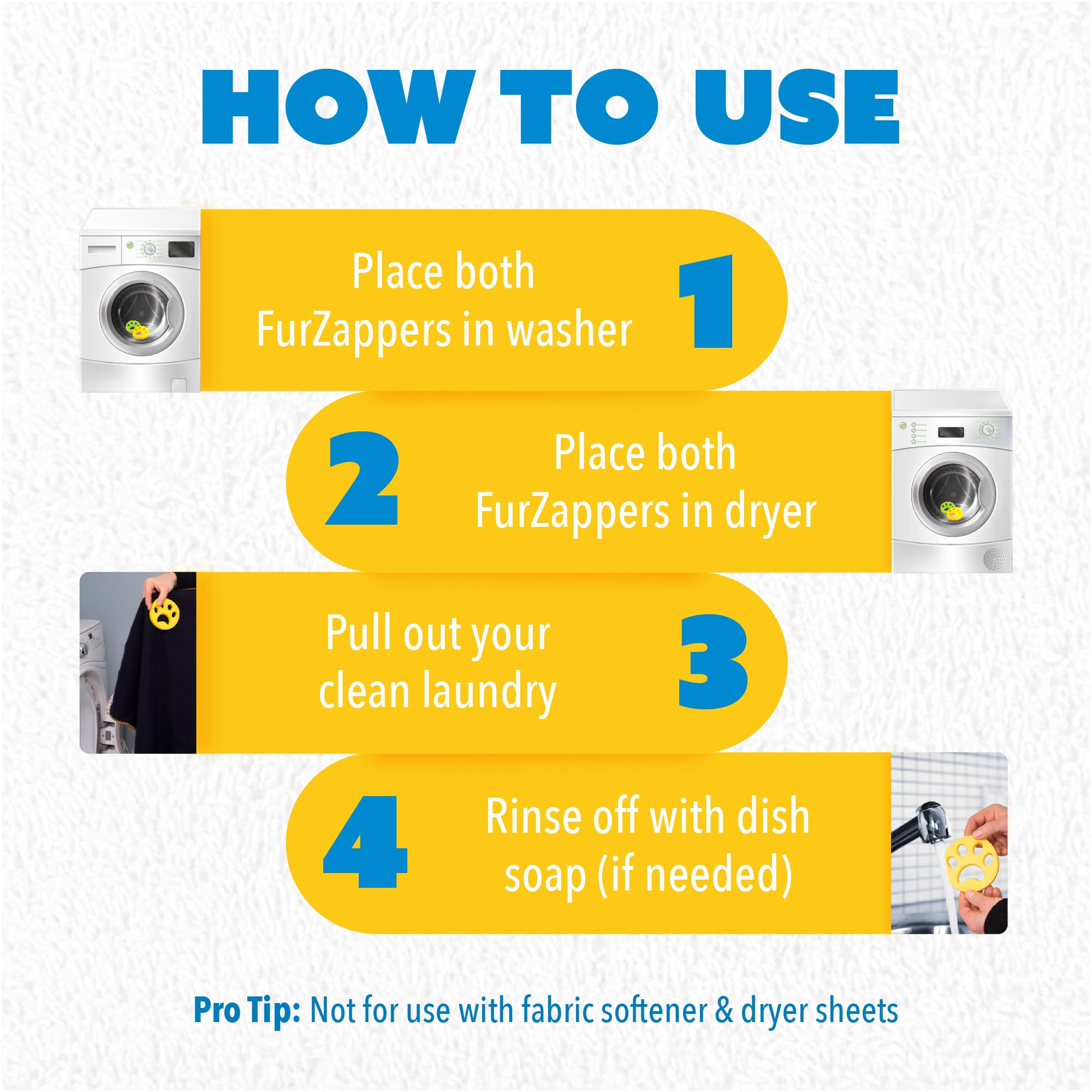 FurZapper Pet Hair Remover for Laundry, 2 Pack Reusable Dog & Cat