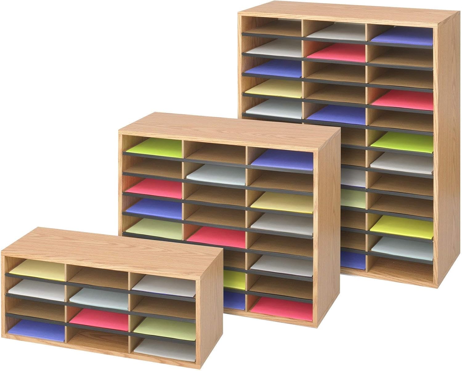 Safco Products Wood/Corrugated Literature Organizer, 36 Compartment 9403, Economical Organization, Letter-Size Compartments : Mail Box Shelves : Office Products