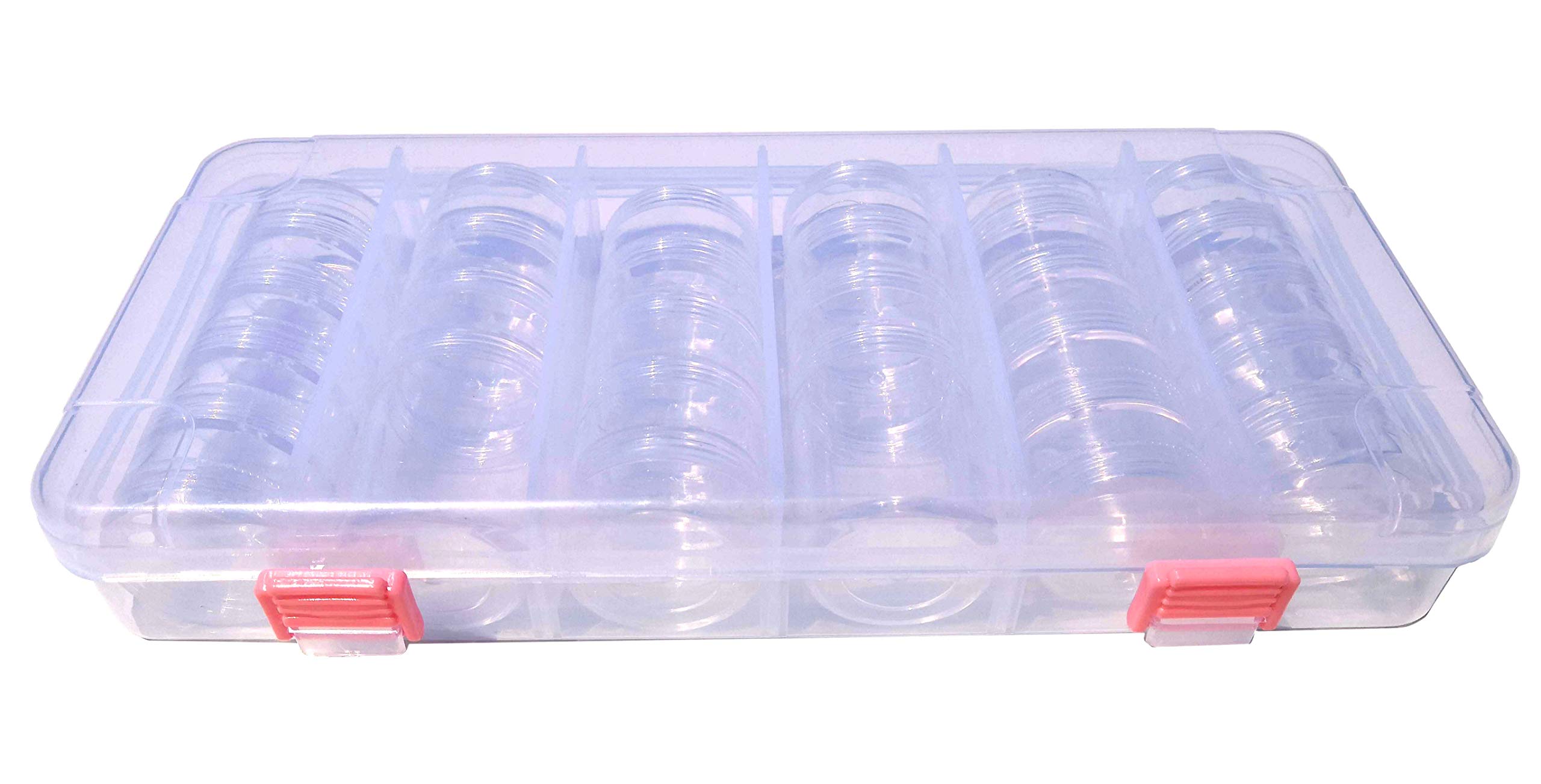 DJUNXYAN Transparent Plastic Removable 28 Pots Storage Jars with Large PC Snap-Lcok Collection Storage Container Organizer for Beads Pills Nail Art Glitter Rhinestones Supplies DIY Tools Accessories