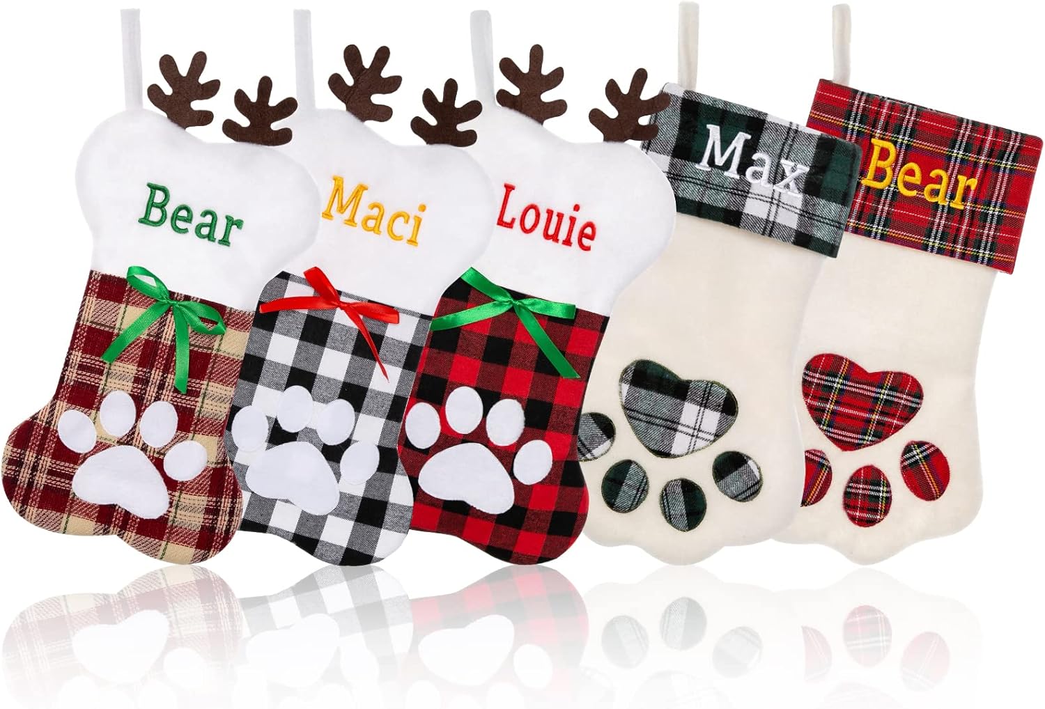 Stockings & Holders - CRSTAFU 1Pc Cat Dog Christmas Stocking Personalized, Custom Embroidered Name Pet Cat Dog Stockings Christmas, Family Xmas Stocking for Dogs