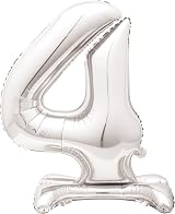 Unique Majestic Silver 4 Foil Balloon 76cm Standalone Party Decor