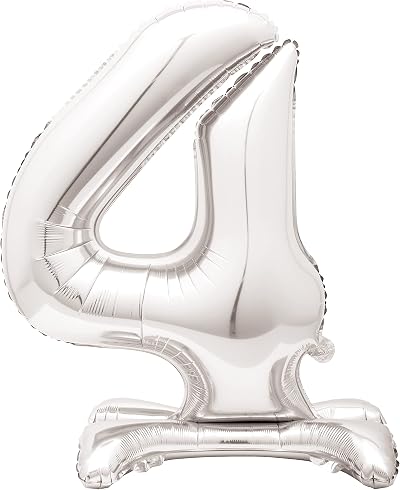 Unique Majestic Silver 4 Foil Balloon 76cm Standalone Party Decor