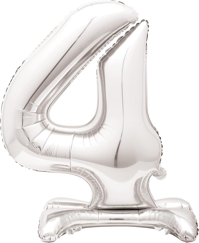 Unique Majestic Silver 4 Foil Balloon 76cm Standalone Party Decor