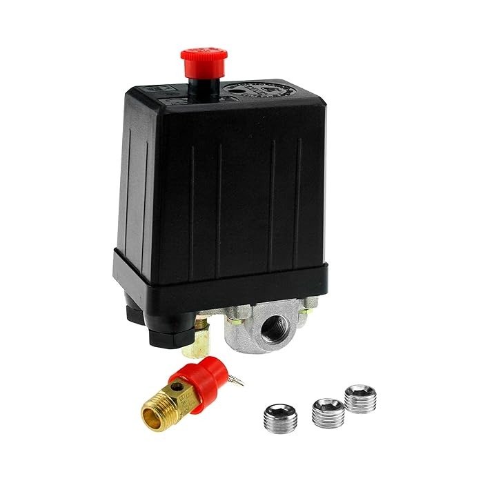 Buy Single Phase Air Compressor Pressure Switch (4 Port) with Safety Value & Blanking Plug 12Bar