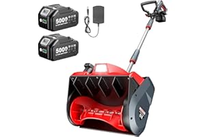 TASKSTAR Cordless Snow Blower, Electric Snow Shovel with Total 2 x 5.0 Ah Batteries and Charger, Battery Powered Snow Thrower with LED, 23 Ft Distance with Directional Plate for Driveway, Step, Patio, Sidewalk