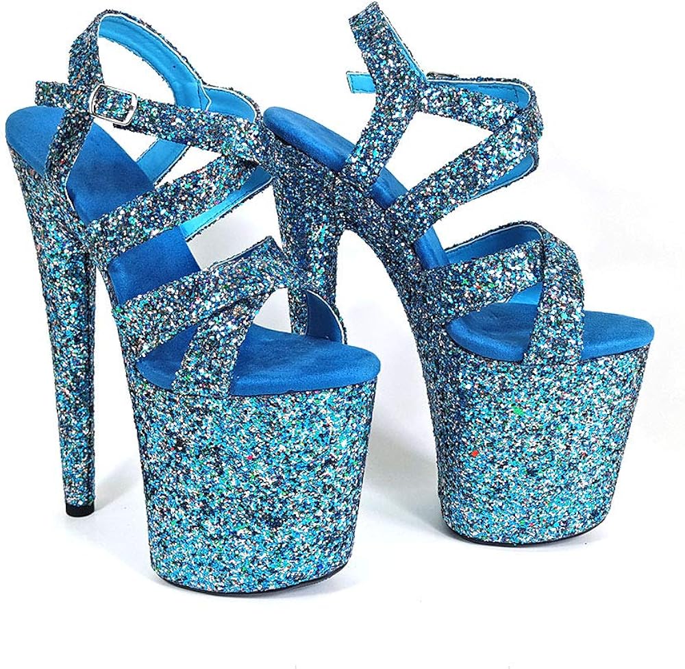 teal glitter heels