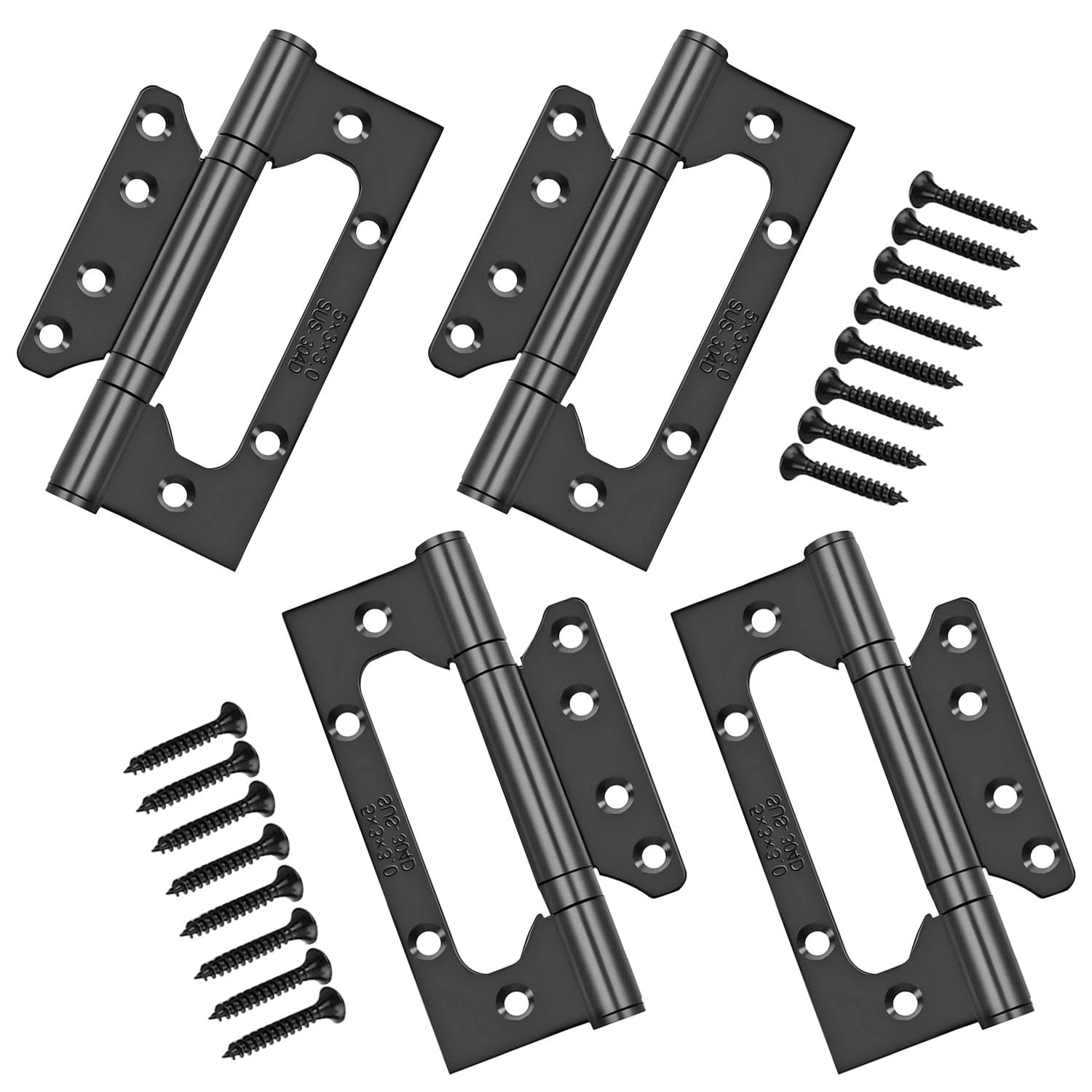 Qrity 4 Pieces Door Hinges, 5 Inch Home 125mm Stainless Steel Ball Bearing Mute Hinges for Internal External Doors, Black