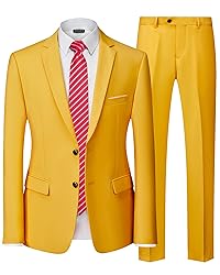 Hihawk Men's 2 Piece Slim Fit Suit with Stretch