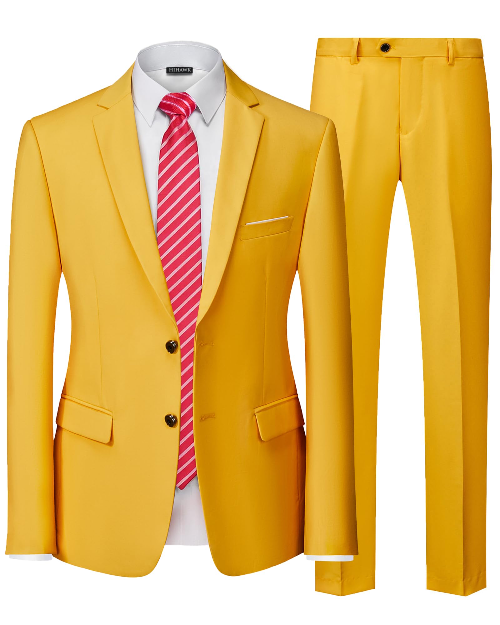 Hihawk Men's 2 Piece Slim Fit Suit with Stretch
