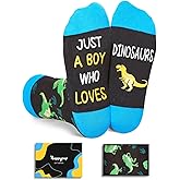 HAPPYPOP Funny Socks for Boys - Chicken Horse Dinosaur Tiger Highland Cow Gifts 7-9 Years