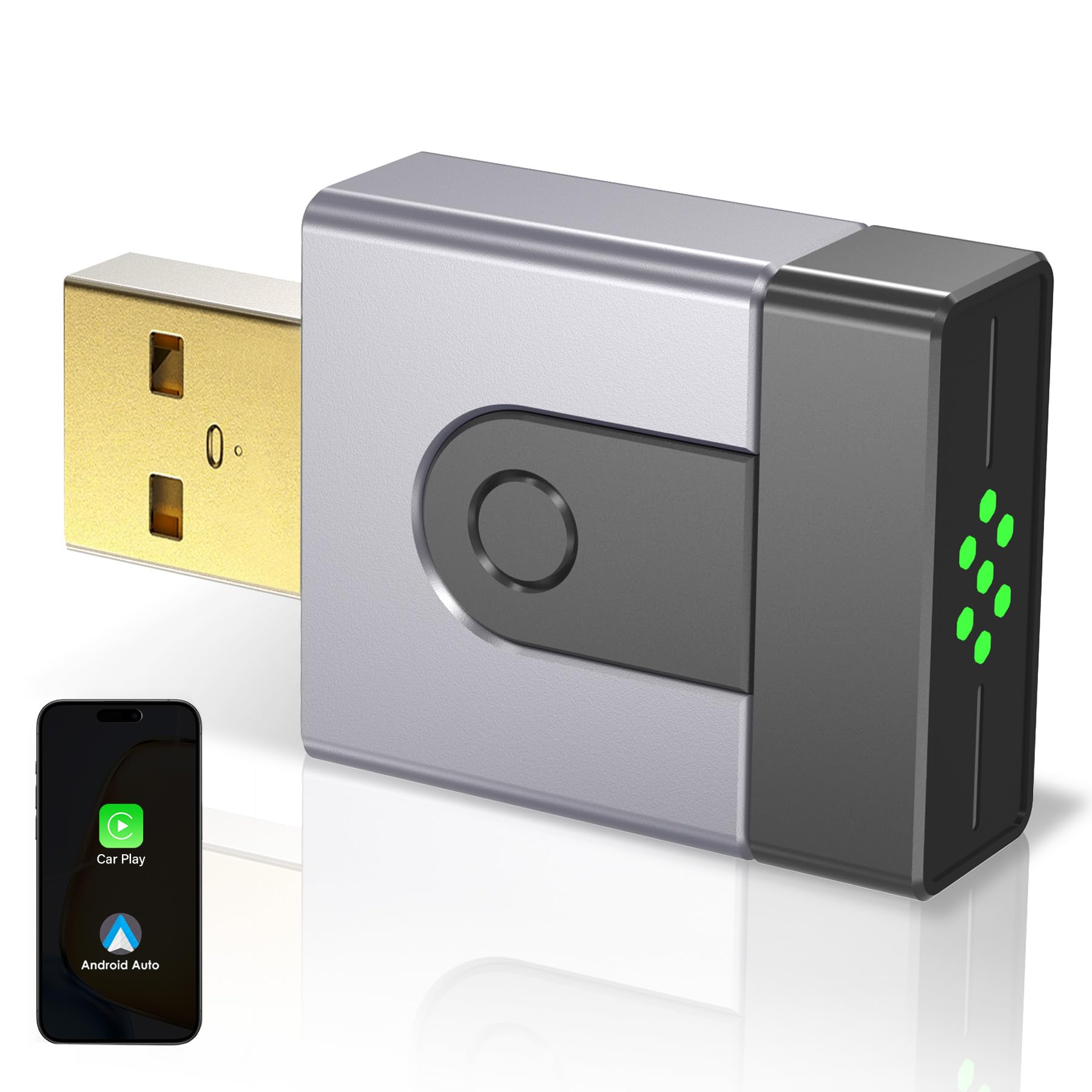 Photo 1 of 2-in-1 Mini Wireless CarPlay Adapter for Apple CarPlay & Android Auto,Upgrade Wired to Wireless, Fast Auto-Connect, Plug & Play (iOS 10+, Android 10+, 2016+ Cars)