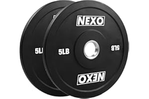 NEXO FITNESS NEXO 5LB Rubber Bumper Plate Pair - Premium Matte Finish 2x 5LB Cross Training Weight Plates