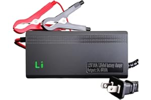 TYELOFTUTE 14.6V 10A LiFePO4 Battery Charger Designed for 12V Lithium Battery, AC-DC Smart Charger, Battery Maintainer, Built-in Safety Protections, Support 0V Charging Function