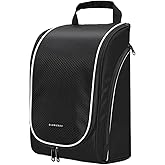 Smell Proof Shoe Cleat Bag for Travel Men - Golf Soccer Zippered Sport Shoe Carrier Bags with Ventilation & Side Pockets for Socks, Tees, Golf Balls; Golf Accessories Fathers Dad Day Gifts for Men