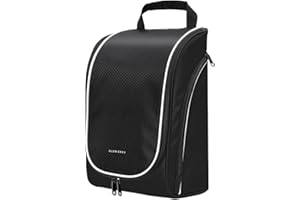 GLORIEROO Smell Proof Shoe Cleat Bag for Travel Men - Golf Soccer Zippered Sport Shoe Carrier Bags with Ventilation & Side Pockets for Socks, Tees, Golf Balls; Golf Accessories Fathers Dad Day Gifts for Men