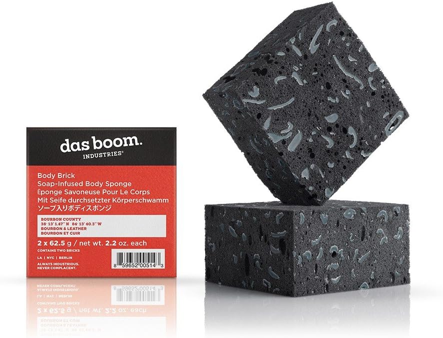 BOURBON COUNTY (BOURBON & LEATHER): BODY BRICK - SOAP INFUSED SPONGE 2.2 oz each