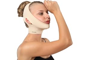 AURAFIX ORTHOPEDIC PRODUCTS Post Surgical Chin Strap Bandage for Women - Neck and Chin Compression Garment Wrap - Face Slimmer, Jowl Tightening, Chin Lifting (Small (Pack of 1), Beige)